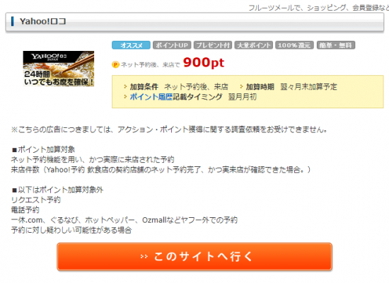 ﾌﾙｰﾂﾒｰﾙ(R3.8.11 Yahoo!ロコ利用で900Pを稼ぐ!!)