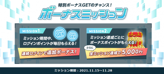 GetMoney!(R3.11.15～28 特別ボーナスGETのチャンス!ボーナスミッション!!①)